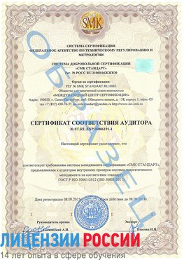 Образец сертификата соответствия аудитора №ST.RU.EXP.00006191-1 Топки Сертификат ISO 50001